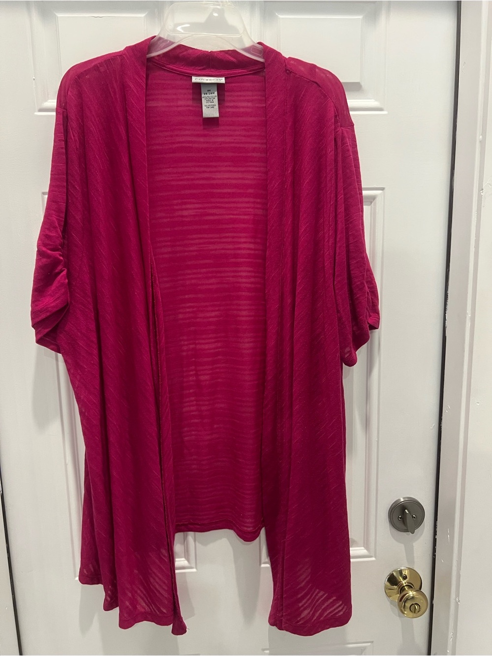 Catherines Women's Cardigan Pink Top Short Sleeve Open Front Size 3X #950